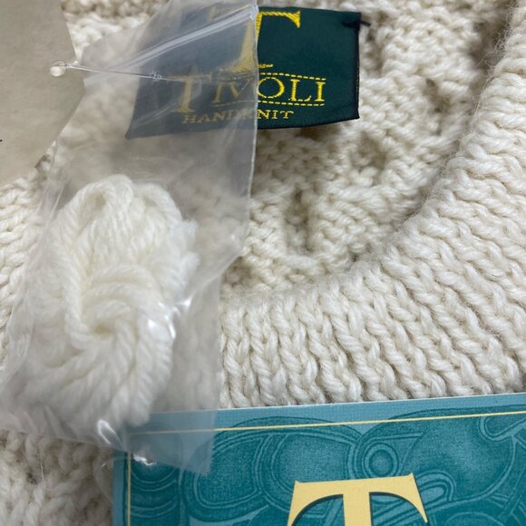 Tivoli Women’s Ivory Wool Hand-Knit Sweater Aran Cable-Knit Design Size L - New - Picture 8 of 10